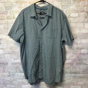 The North Face Mens 2XL Short Sleeve Button up Gingham Green Blue